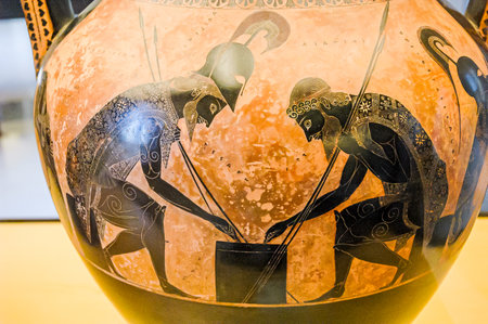 Rome, Italy, August 29, 2008: Etruscan Museum. Achilles and Ajaxのeditorial素材