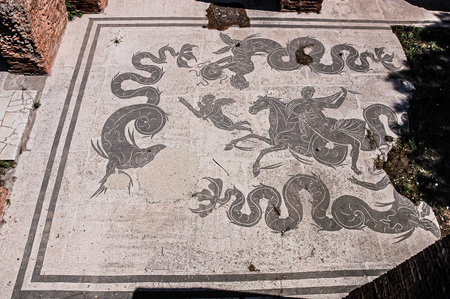 Mosaic in Ostia Antica, the port of ancient Romeの写真素材
