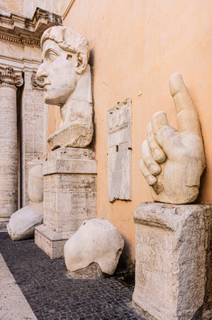 Rome, Italy, August 12, 2008: Remains of Constantine statue.のeditorial素材