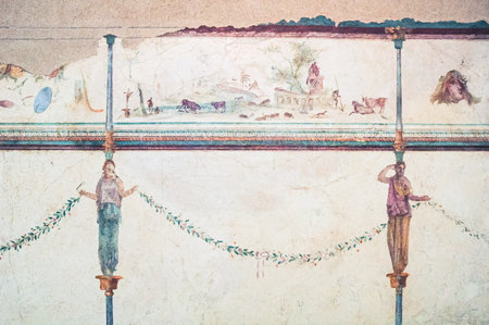 Rome, Italy, August 22, 2008: Roman painting. Decorationのeditorial素材