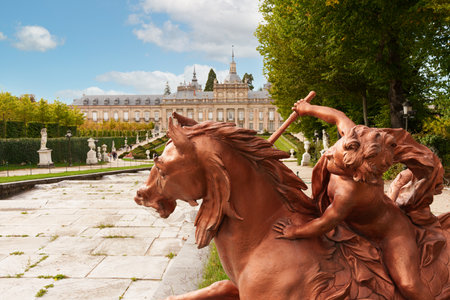 Gardens of the royal palace of La Granjaの写真素材