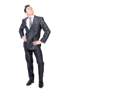 Man in formal suit. White background.の写真素材