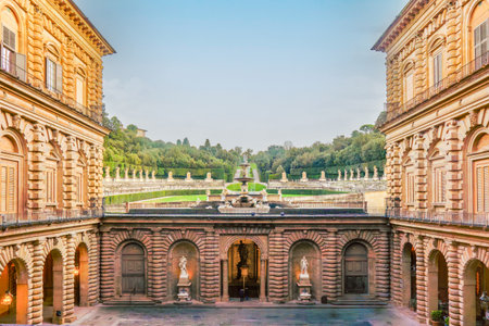 Boboli Gardens from the Pitti Palace in Florenceの写真素材
