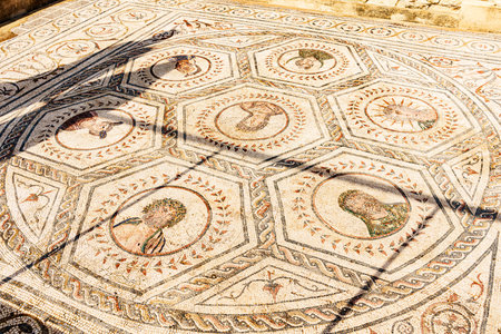 Mosaic of the House of the Planetarium, in Italicaの写真素材