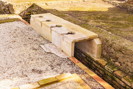 Latrines of the House of the Exedra, in Italicaの写真素材