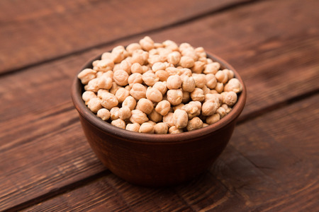 Chickpeas biological on dark backgroundの写真素材