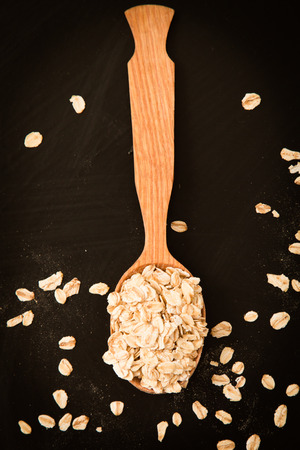 Food. Oatmeal on the tableの写真素材