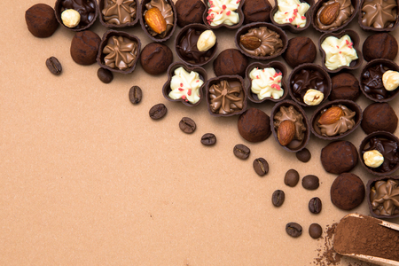 various chocolates as a background - sweet foodの写真素材