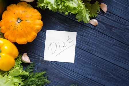 Diet weight loss concept, organic vegetables. copy spaceの写真素材