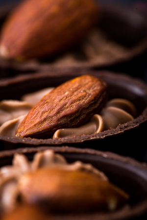 chocolate close-up. various chocolate pralines.の写真素材