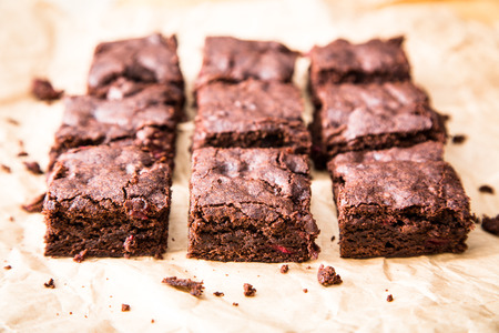 Homemade Delicious Chocolate Brownies. closeup chocolate cake.の写真素材