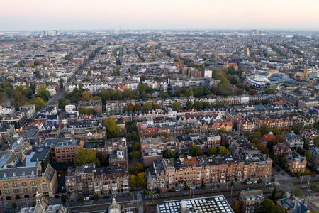 Panoramic aerial view of Amsterdam, Netherlands. View over historic part of Amsterdam/のeditorial素材