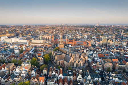 Panoramic aerial view of Amsterdam, Netherlands. View over historic part of Amsterdam/のeditorial素材