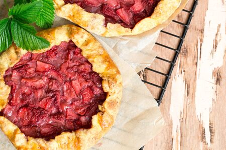 Strawberry galette, homemade bakery, pastry, summer dessertの写真素材