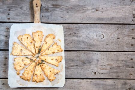 Homemade Cheese Cookies. Cheese cookies, homemade wholesome pastries. Cheese and White Wine.の写真素材