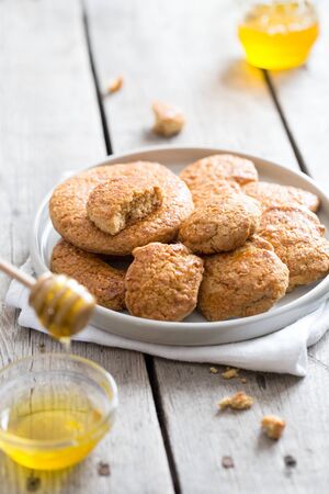 Homemade  tasty sugar cookies with honey. selective focus, copy spaceの写真素材