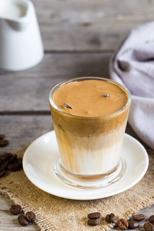 Coffee trend - dalgona coffee, whipped instant coffee. cream coffee, iced coffeeの写真素材