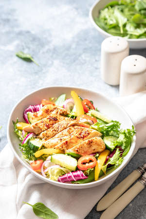 Grilled Chicken fillet with salad. Healthy food, keto diet, diet lunch conceptの写真素材