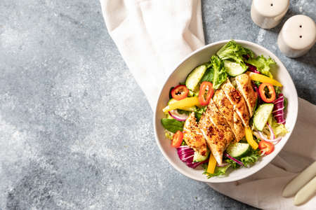 Grilled Chicken fillet with salad. Healthy food, keto diet, diet lunch conceptの写真素材