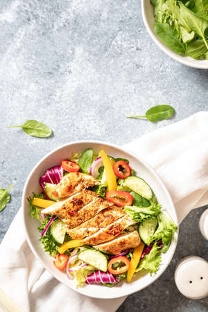 Grilled Chicken fillet with salad. Healthy food, keto diet, diet lunch conceptの写真素材