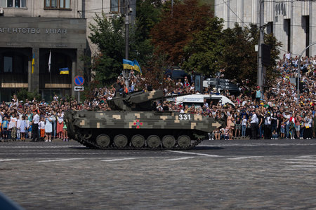 August 24, 2021. Kiev, Ukraine. Parade in honor of the 30th anniversary of the proclamation of independence of Ukraineのeditorial素材