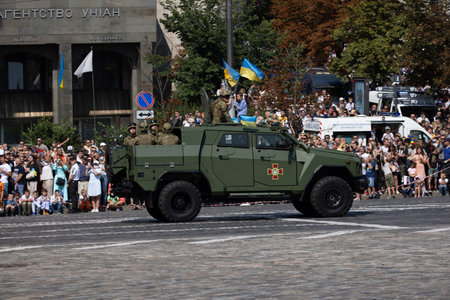 August 24, 2021. Kiev, Ukraine. Parade in honor of the 30th anniversary of the proclamation of independence of Ukraineのeditorial素材