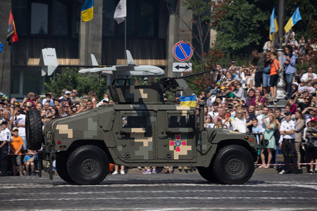 August 24, 2021. Kiev, Ukraine. Parade in honor of the 30th anniversary of the proclamation of independence of Ukraineのeditorial素材