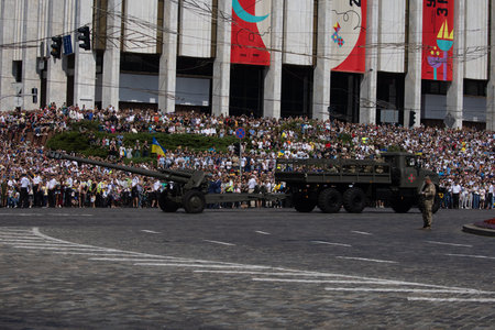 August 24, 2021. Kiev, Ukraine. Parade in honor of the 30th anniversary of the proclamation of independence of Ukraineのeditorial素材