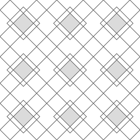 Harlequin geometric seamless patterns. Grey grid pattern with grey rhomboids. Vector background in abstract styleのイラスト素材