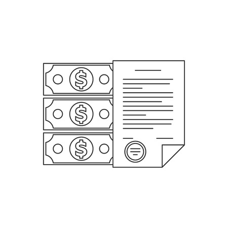 Contract line icon. Business contract with stamp. Money and formのイラスト素材
