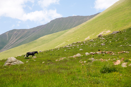 mountain green hills to the rivers and the blue skyの写真素材