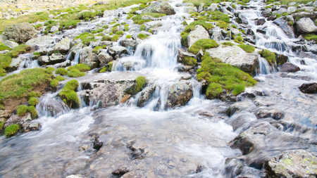 mountain green hills to the rivers and the blue skyの写真素材