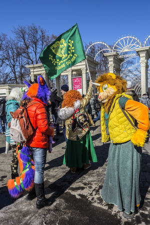 Moscow, Russia - March 24, 2018:  Traditional St Patricks Day parade and Irish concert was held for the 26th time in Moscow Sokolniki park. The parade was held to mark the anniversary of the passing of IRELANDS PATRON SAINT, ST.PATRICK in 461 AD. ST.PATのeditorial素材
