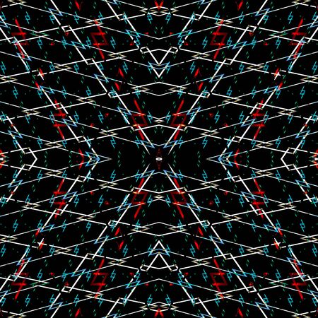 Character: â™® - music natural sign beautiful seamless ftactal pattern.  Black red blue white...