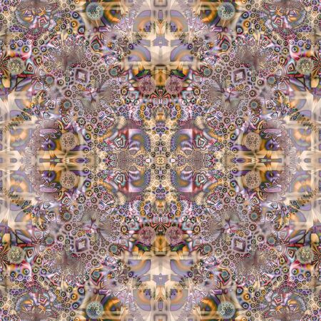 Seamless colorful flower doodle pattern in a boho tribal style.  Bohemian abstract fractal design....