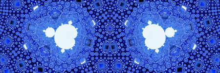 High resolution full white Mandelbrot fractal pattern on beautiful geometric blue three-dimensional...