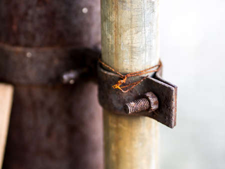 Rusty Bolt and Nut with Wireの写真素材