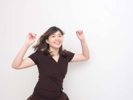 Attractive Asian Woman Jumping