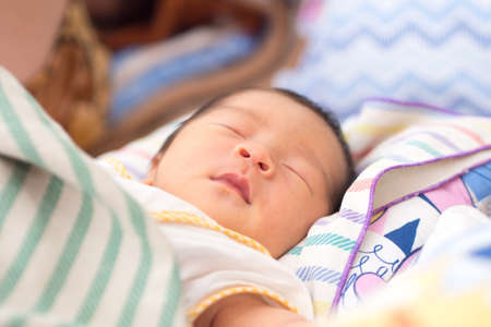 Close Up of Asian Baby Sleepingの写真素材
