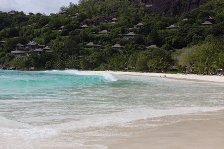 Petit Anse tropical beach, Mahe island, Seychellesの写真素材