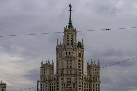 High-rise building on Kotelnicheskaya embankment in Moscow, Russia. One of the main attractions of Moscow.の写真素材