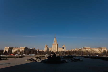 View of the building of the Moscow State Universityの写真素材