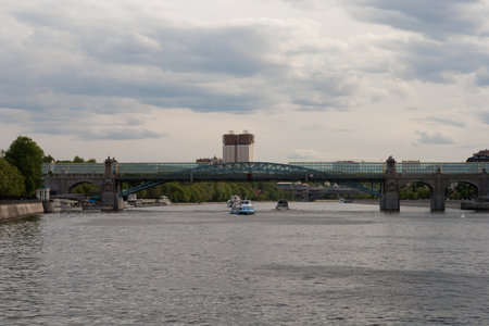View of the bridge over the river Moskva in Moscow, Russiaの写真素材