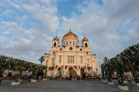 Moscow, Russia â€“ April 20, 2023: Cathedral of Christ the Savior in Moscow, Russia. The...