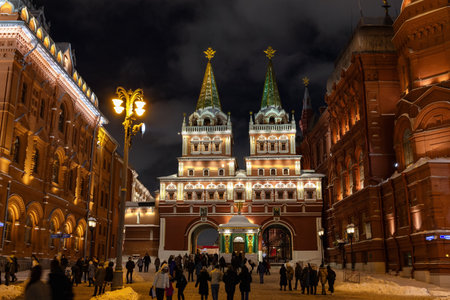 Moscow, Russia â€“ February 18, 2024: View of Red Square in Moscow at night