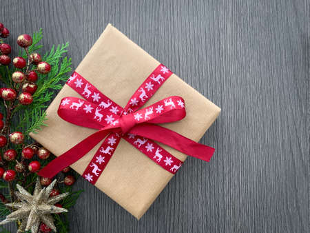 Christmas decorations layout with Christmas presentの写真素材