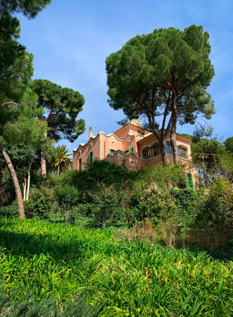 Barcelona, Spain, 12 March 2020 - Gaudi House Museum in Park Guell. Casa Museu GaudÃ­のeditorial素材