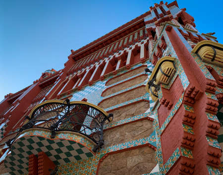 Barcelona, Spain, 11 March 2020 - Small balcony on the facade of Casa Vicens by GaudÃ­.のeditorial素材