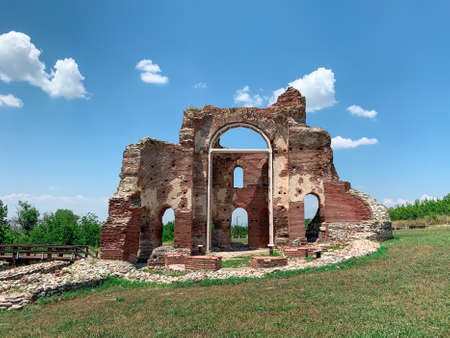 Perushtitsa, Bulgaria, 07 July 2020: The ruins of the Red Church. Early Byzantine and Christian basilica.のeditorial素材