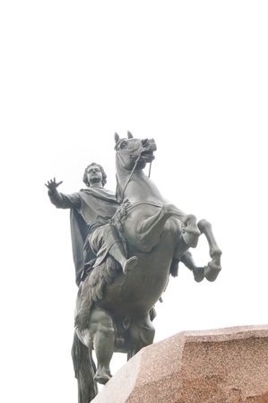 The Bronze Horseman a monument to Peter the Great the founder of St Petersburg, Russia.Standing in Senatskaia Square facing the Neva River and surrounded by Senate and Synod buildings          の写真素材